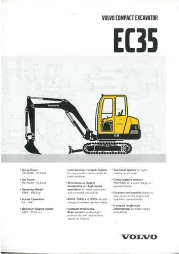 2012 volvo e35c mini excavator brochure pdf|volvo ec35 mini excavator specs.